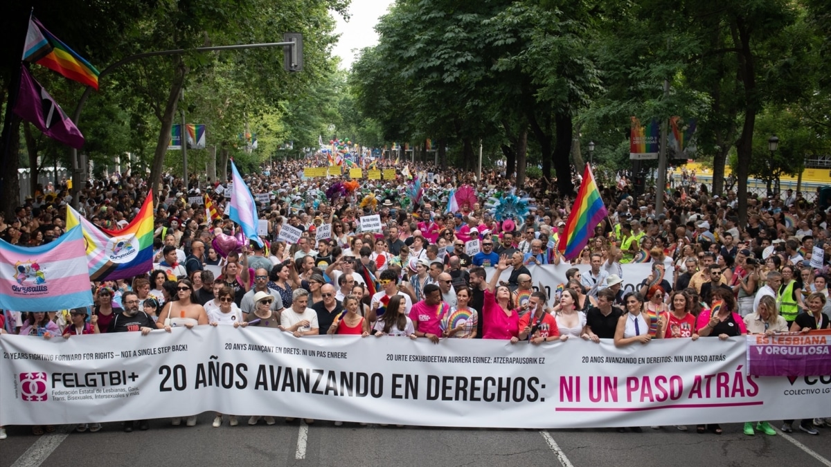 Manifestación estatal del Orgullo LGTBI+ 2025, a 5 de julio de 2025, en Madrid