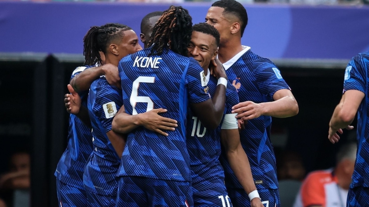 Francia celebrando un gol en su último partido