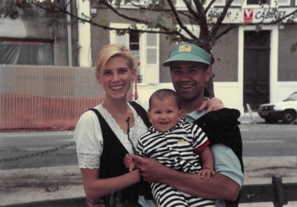 Rachel Nickell junto a su hijo y marido, Alex y André Hanscombe