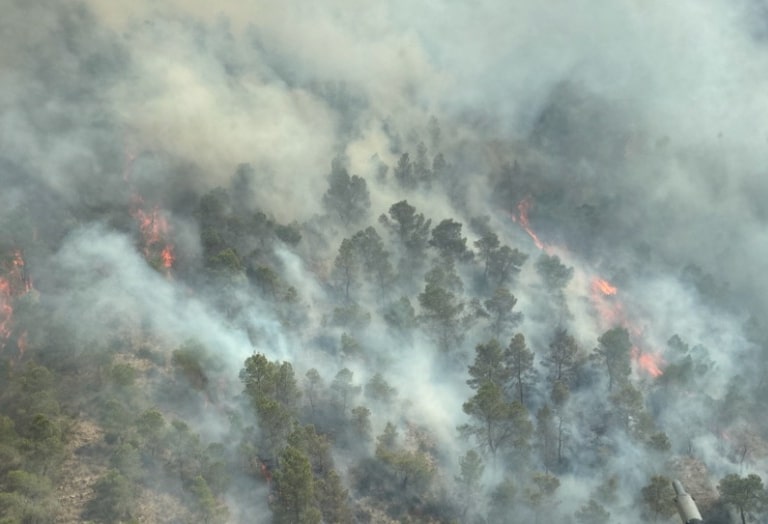 El incendio en Murcia moviliza a la UME y a más de 250 efectivos
