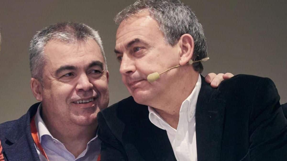 Santos Cerdán y José Luis Rodríguez Zapatero, en un acto del PSOE.