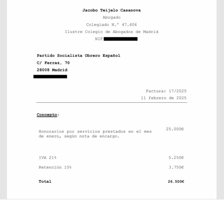 El PSOE contrató al abogado de las cloacas por 25.000 euros al mes