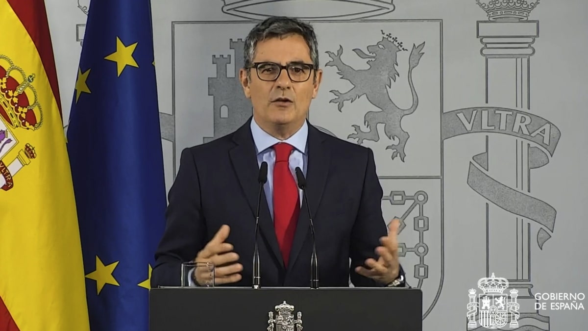 Barcelona (Spain), 16/07/2026.- A handout photo from a video made available by Moncloa shows Spanish Minister for the Presidency, Justice and Parliamentary Relations Felix Bolanos, in Madrid, Spain, 16 July 2026, after the Court of Justice of the European Union (CJEU) considers the amnesty to be in accordance with EU law, paving the way for the return to Catalonia of former president Carles Puigdemont, pending a decision by the Constitutional Court on whether to overrule the Supreme Court and apply the law to him. (España) EFE/EPA/Alejandro Garcia HANDOUT ATTENTION EDITORS: IMAGE TO BE USED ONLY IN RELATION TO THE STATED EVENTHANDOUT EDITORIAL USE ONLY/NO SALES
