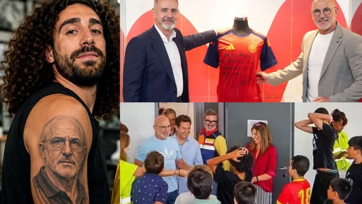 De la Fuente cierra una semana de protagonismo con el tatuaje de Cucurella, apoyo a los afectados por incendios y homenaje en Telefónica