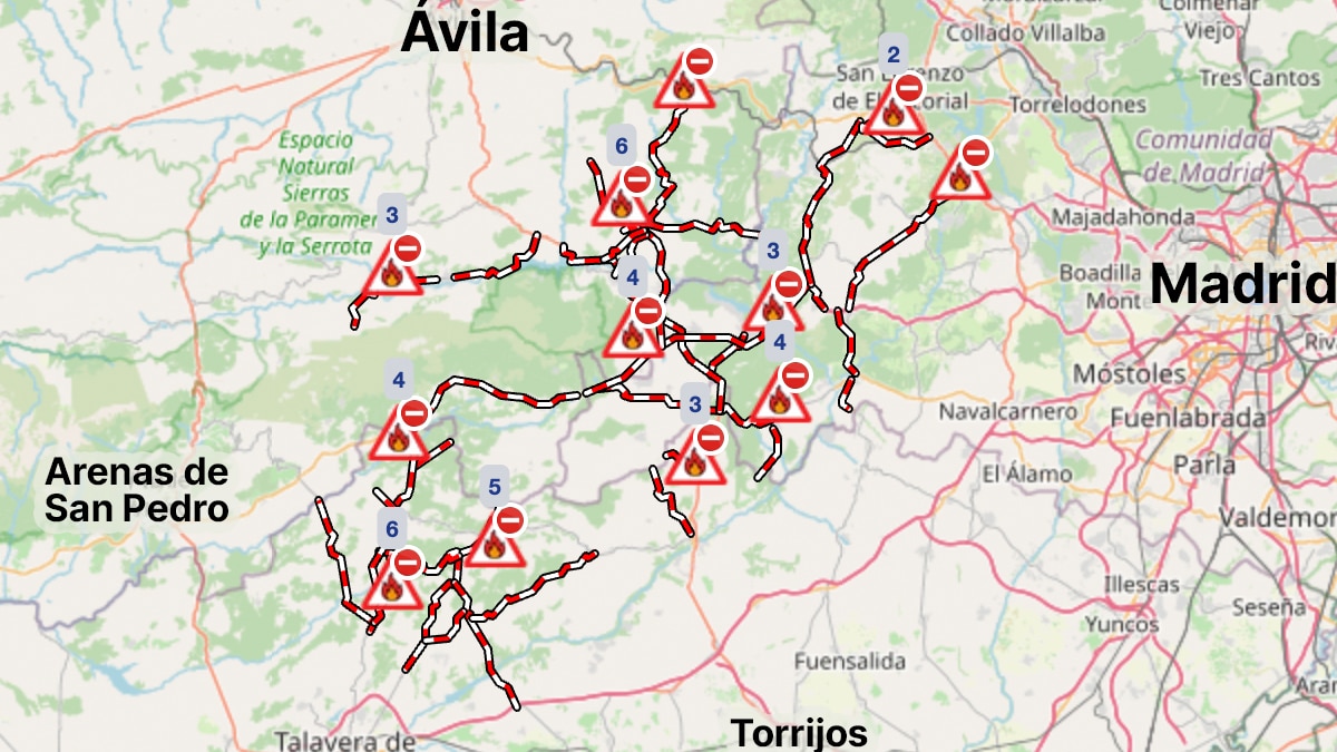 Consulte en tiempo real el estado de las carreteras afectadas por los incendios