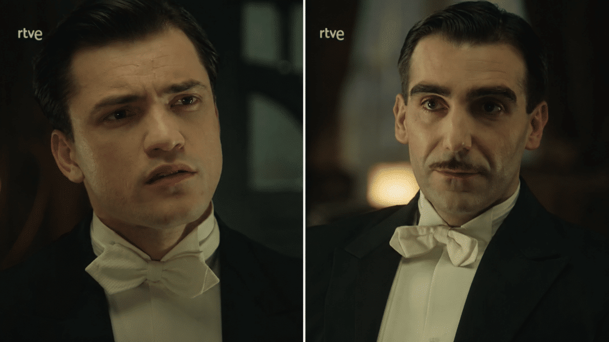 Juan Perales (izquierda) y Guillermo Serrano (derecha) interpretan a Ciro y Lorenzo en el capítulo 872 de La Promesa