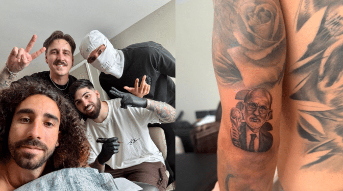 Cucurella cumple su promesa y se tatúa la cara de Luis de la Fuente