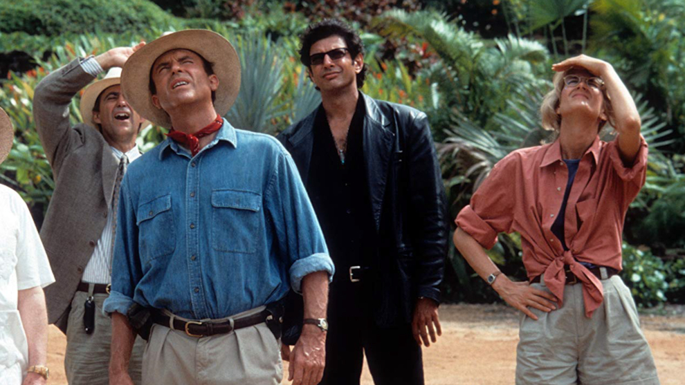 Sam Neill, Laura Dern y Jeff Goldblum en 'Jurassic Park'