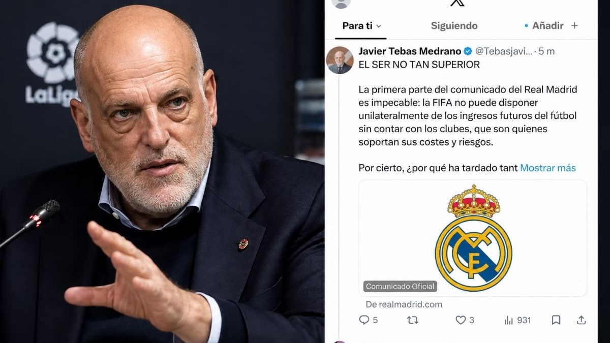 Tebas aprovecha el comunicado del Real Madrid para reprochar al club su posición sobre la FIFA
