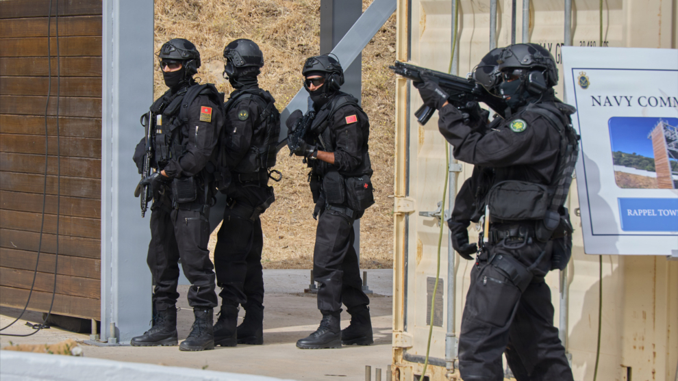 Soldados de la Marina marroquí en un simulacro conjunto con las fuerzas norteamericanas
