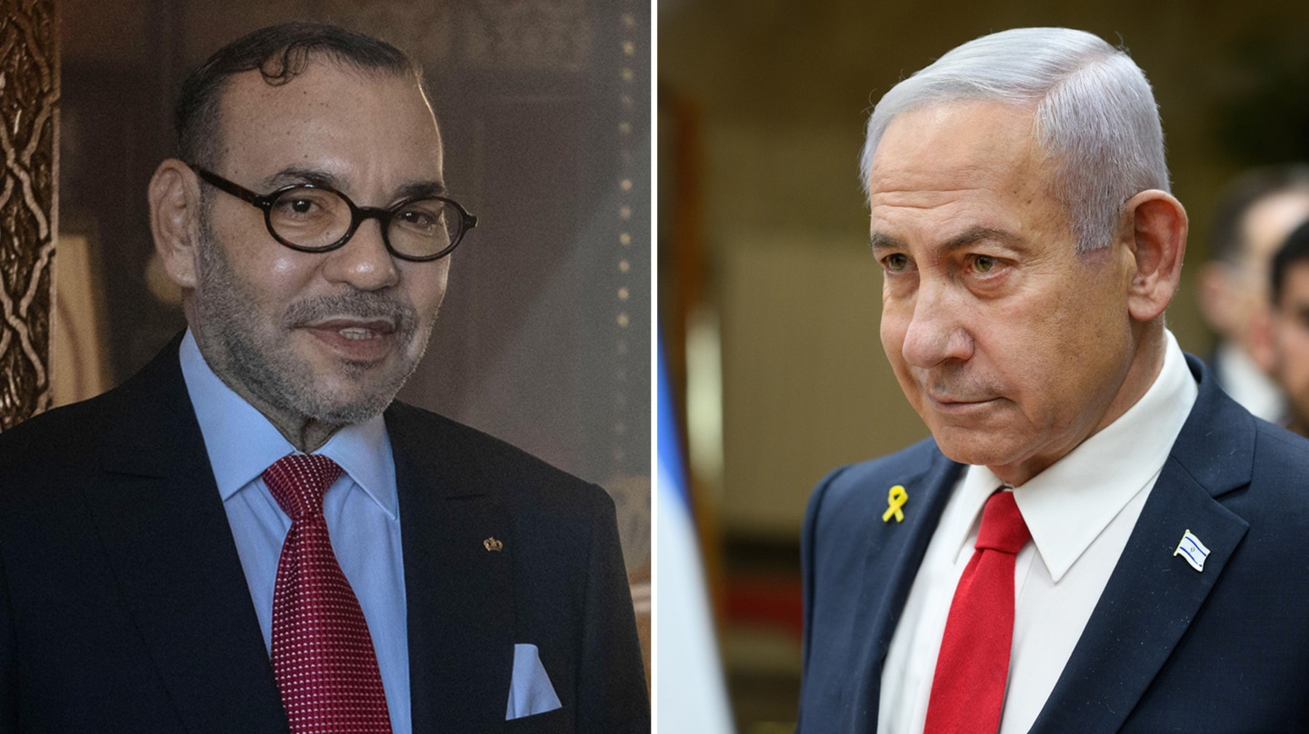 El rey de Marruecos, Mohamed VI, y el primer ministro israelí, Benjamin Netanyahu.
