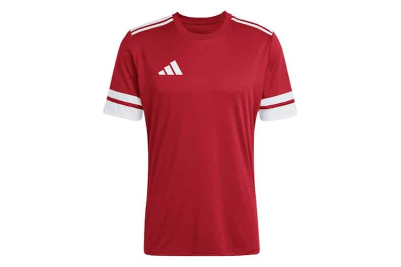 Camiseta deportiva adidas Squadra 25 de manga corta, roja con detalles blancos, para hombre