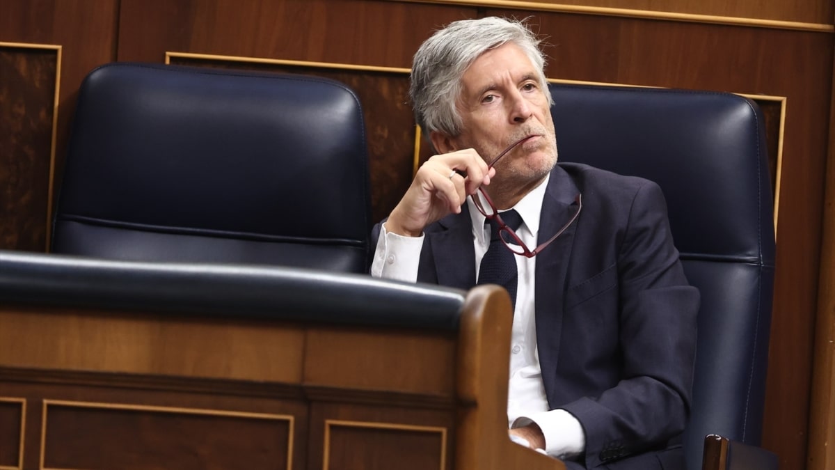 El ministro del Interior, Fernando Grande-Marlaska, durante una sesión plenaria en el Congreso de los Diputados,