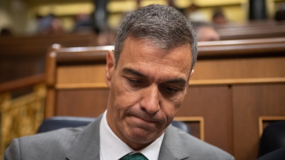 El presidente del Gobierno, Pedro Sánchez, este jueves en su comparecencia sobre la crisis de Ceuta, en el Congreso de los Diputados