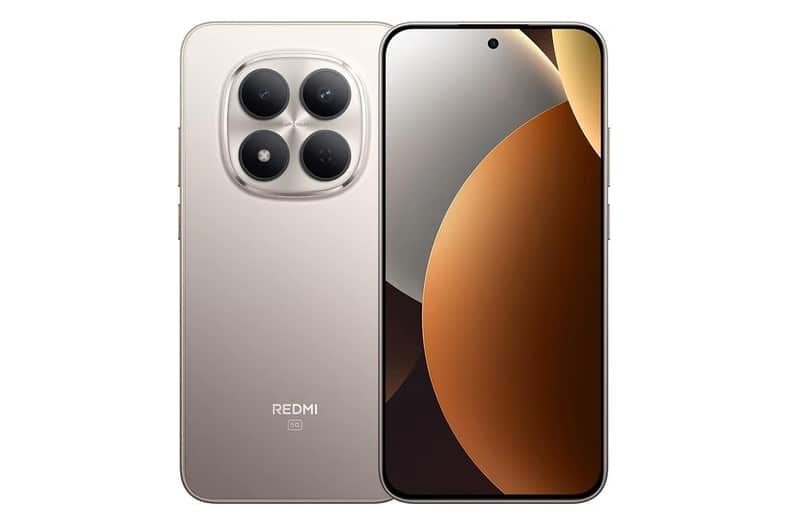 Móvil Xiaomi Redmi Note 15 Pro 5G en color titanio, vista frontal y trasera con su módulo de cámaras