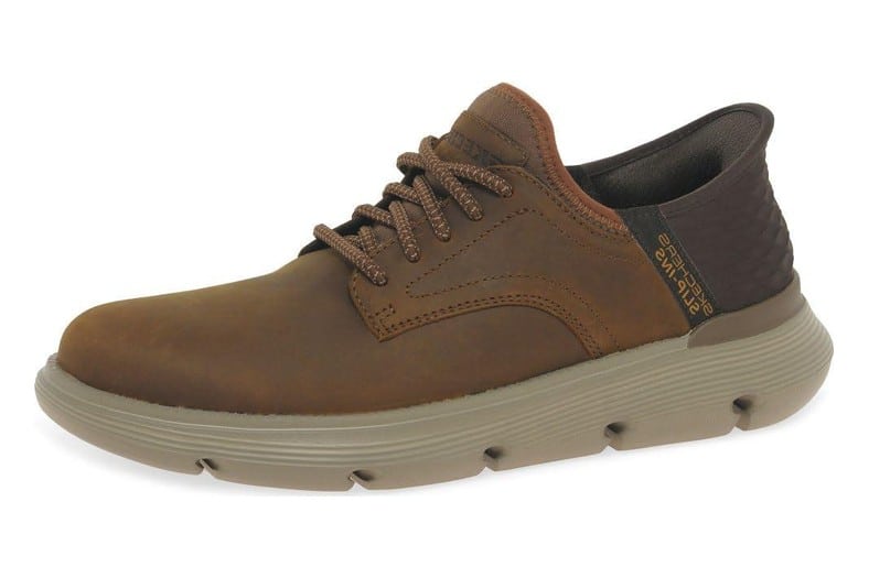 Zapato Skechers Slip-ins Garza Gervin de piel marrón para hombre