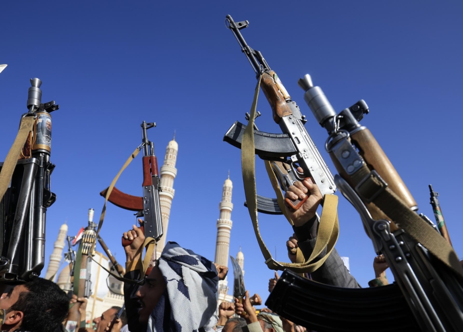 Manifestación contra de Arabia Saudí en Sanaa, la capital de Yemen, controlada por los hutíes