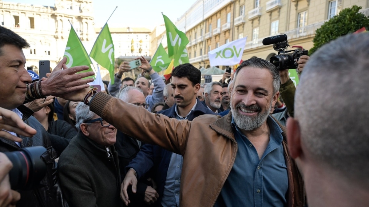 El presidente de Vox, Santiago Abascal, durante un acto en A Coruña