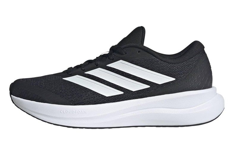Zapatillas de running Adidas Runfalcon 6 de mujer en negro con detalles blancos y gris carbón, vista lateral