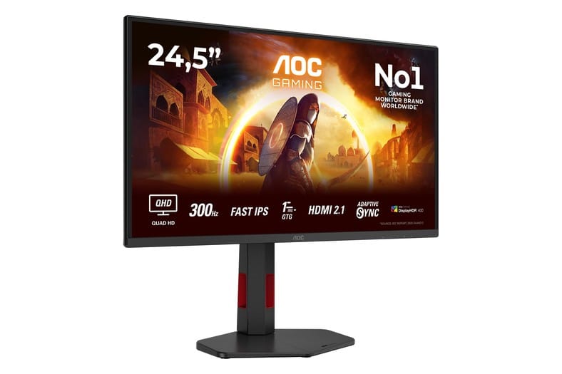Monitor para juegos AOC Q25G4SR de 25 pulgadas en negro, con peana de altura regulable