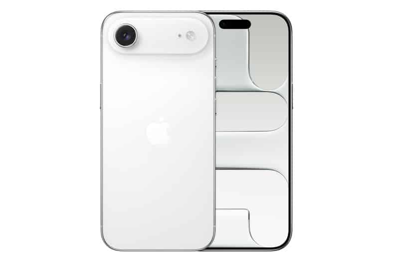 Smartphone Apple iPhone Air de 256 GB en color blanco nube, vista frontal y trasera