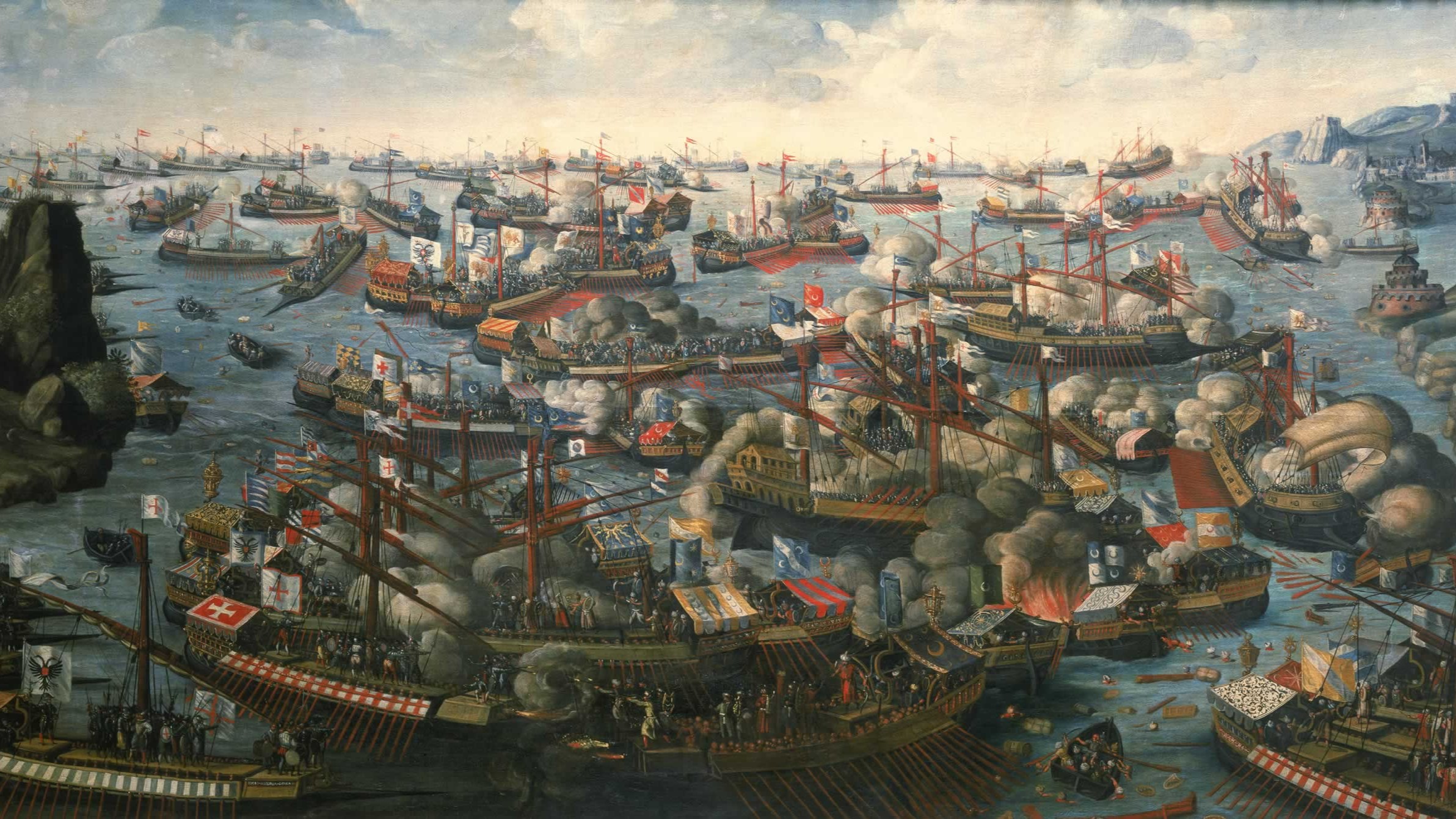 Representación de la batalla de Lepanto. Autor anónimo de finales del siglo XVI.