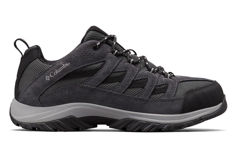 Zapatillas de senderismo de corte bajo Columbia Crestwood para hombre, en gris oscuro y negro, de gamuza y tela