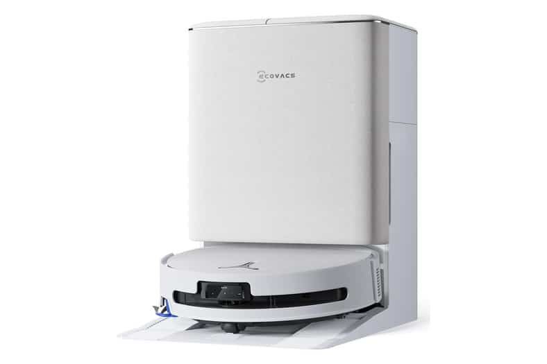 Robot aspirador y friegasuelos Ecovacs T90 Omni blanco con su base de limpieza