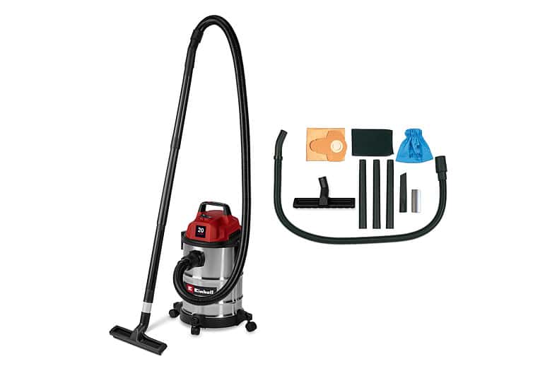 Aspirador en seco y húmedo Einhell TC-VC 2045 S con depósito de acero inoxidable y ruedas