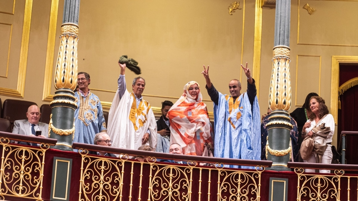 Varios saharauis celebran la aprobación en el Congreso de la ley que reconocía su nacionalidad española