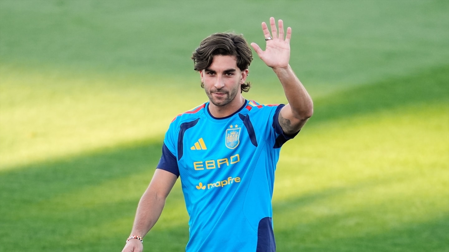 Ferrán Torres durante un entrenamiento con la Selección Española