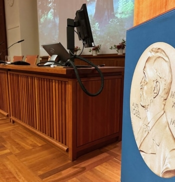 Imagen de la medalla en la sede de los Nobel