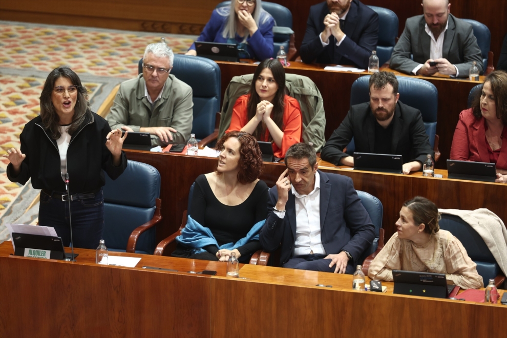 La portavoz de Más Madrid en la Asamblea de Madrid, Manuela Bergerot, interviene en el pleno.