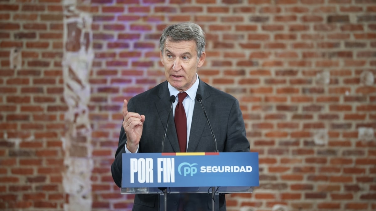 Feijóo durante la presentación este martes de la lista del PP por Madrid
