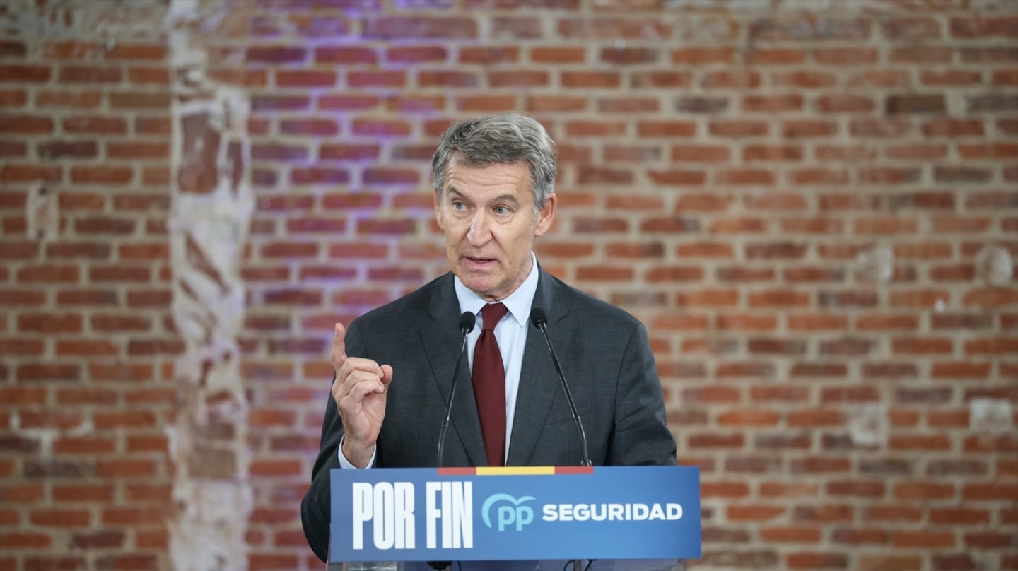 Feijóo durante la presentación este martes de la lista del PP por Madrid
