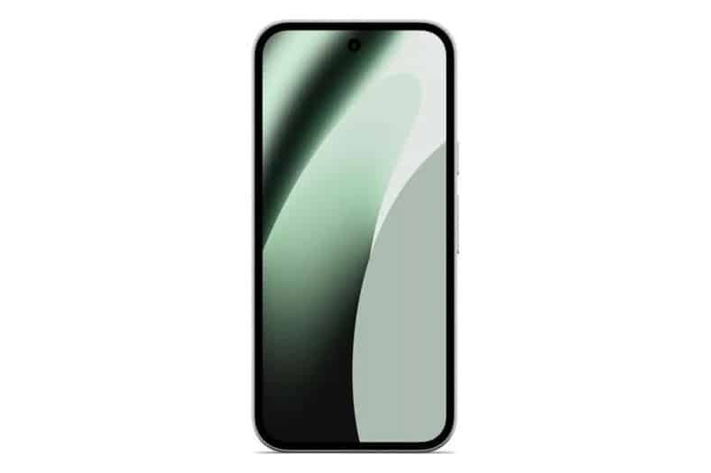 Smartphone Google Pixel 10a de 128 GB en color Fog, vista frontal con la pantalla encendida