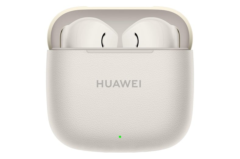 Auriculares inalámbricos HUAWEI FreeBuds SE 3 en beige con su estuche de carga