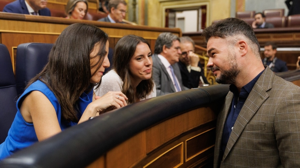 Ione Belarra, Irene Montero y Gabriel Rufián