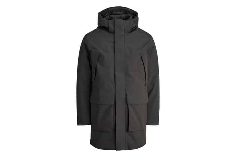 Parka larga Jack & Jones de hombre en negro con capucha desmontable