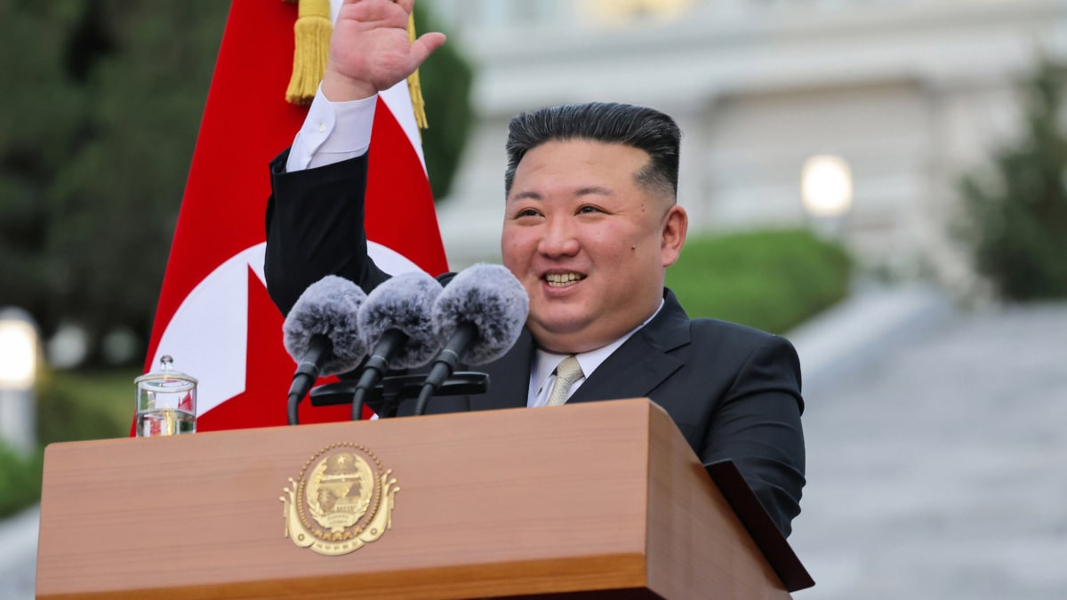 Kim Jong-un en una ceremonia en la Universidad de Pyongyang.