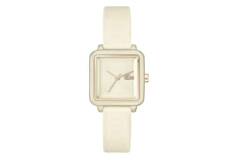 Reloj de mujer Lacoste 12.12 Flow con caja cuadrada y correa de silicona en tono champán