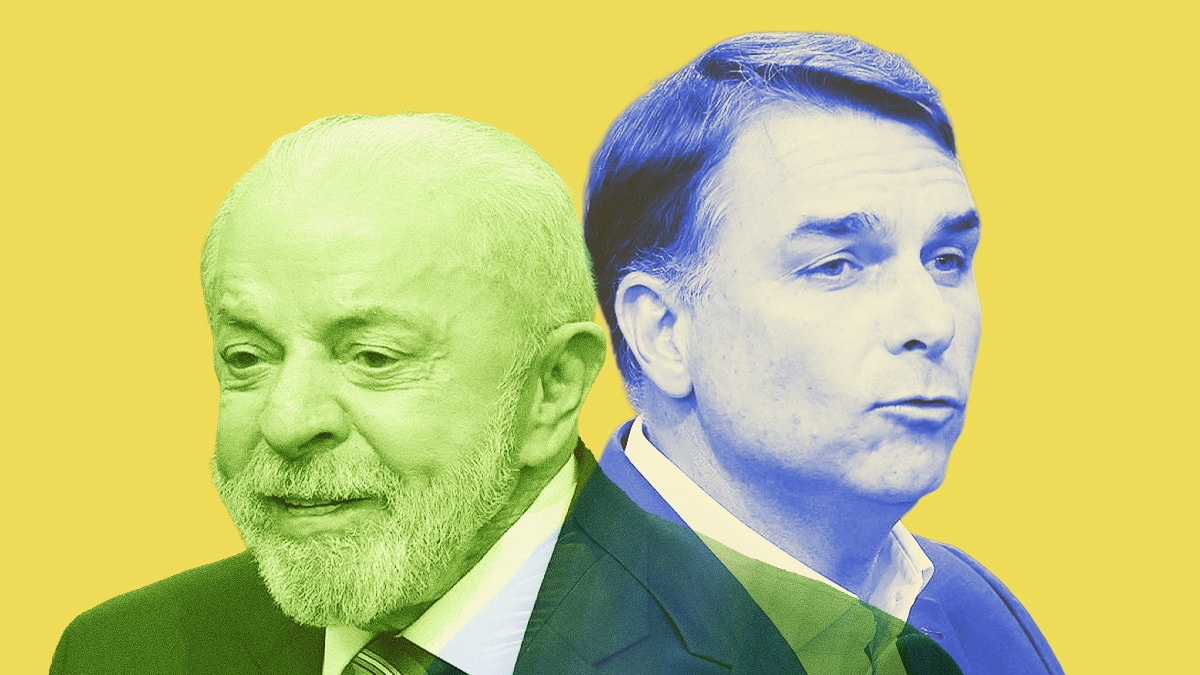 El presidente Lula da Silva (i) y Flavio Bolsonaro.