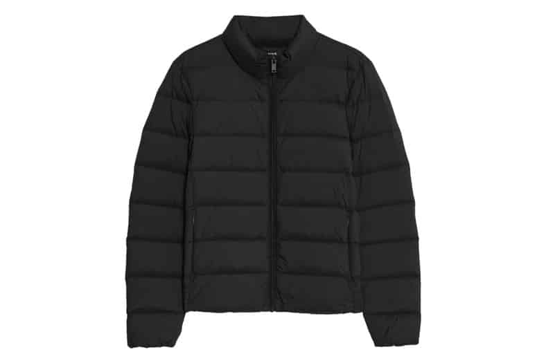 Chaqueta acolchada de plumón Marks & Spencer en negro, con cuello alto y bolsillos con cremallera, para mujer