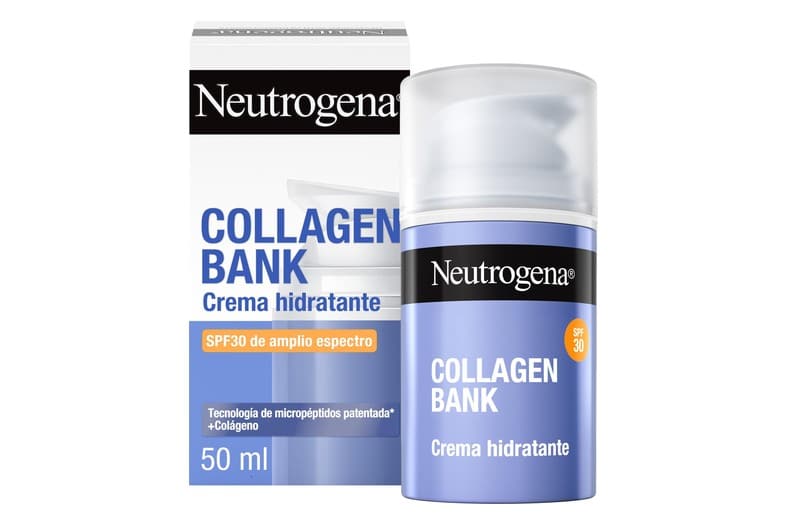Crema hidratante facial Neutrogena Collagen Bank con SPF30 en formato de 50 ml, para rostro y cuello