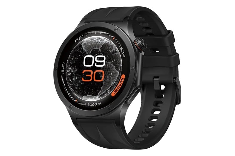 Smartwatch OnePlus Watch 4 negro con caja redonda de titanio, pantalla de cristal de zafiro y correa negra, unisex