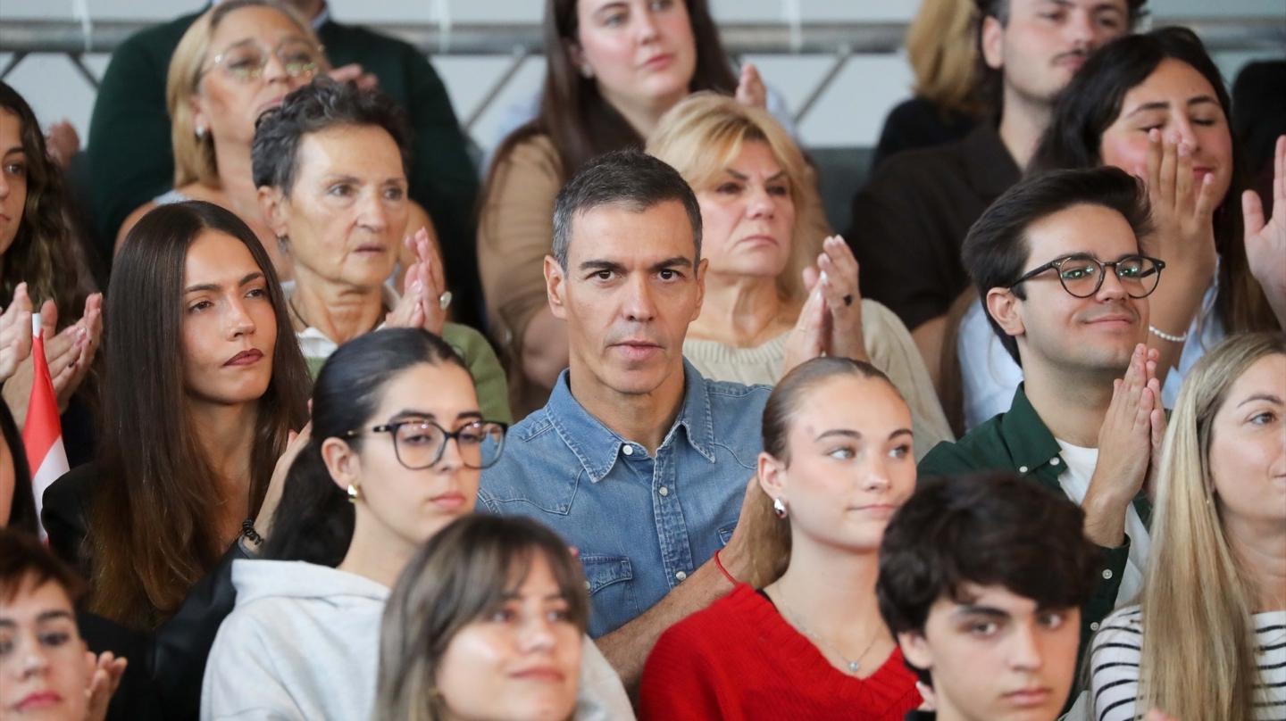 El presidente del Gobierno, Pedro Sánchez, este domingo durante un acto del PSOE en Ponferrada.