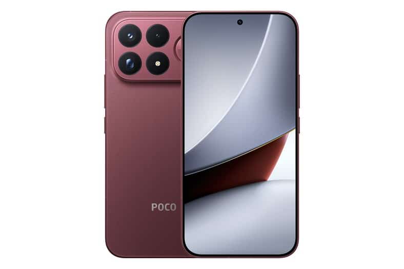 Móvil POCO F9 Ultra en color rojo con su módulo de cámara trasera
