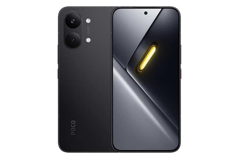 Móvil POCO X8 Pro Max en color negro visto por delante y por detrás