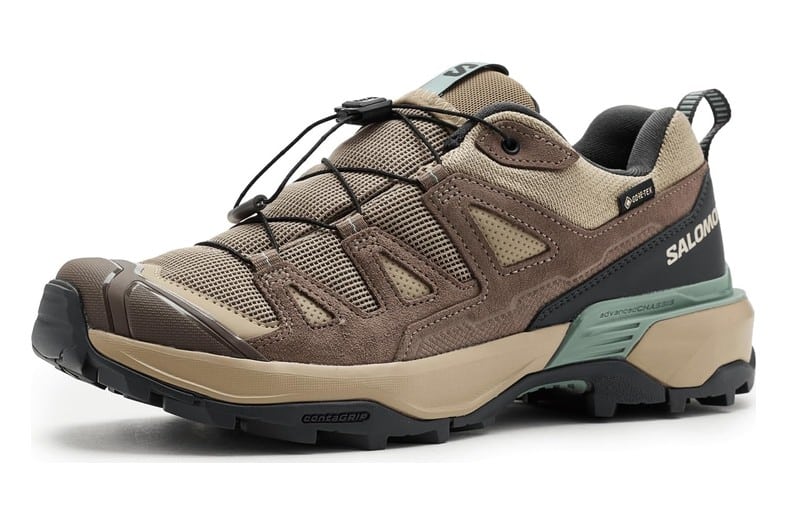 Zapatillas de senderismo de piel Salomon X Ultra 360 Leather Gore-Tex para mujer en marrón tostado y verde