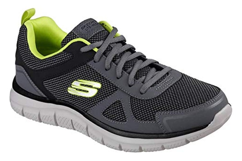 Zapatillas de running Skechers Track Bucolo de hombre en piel roja con rejilla negra